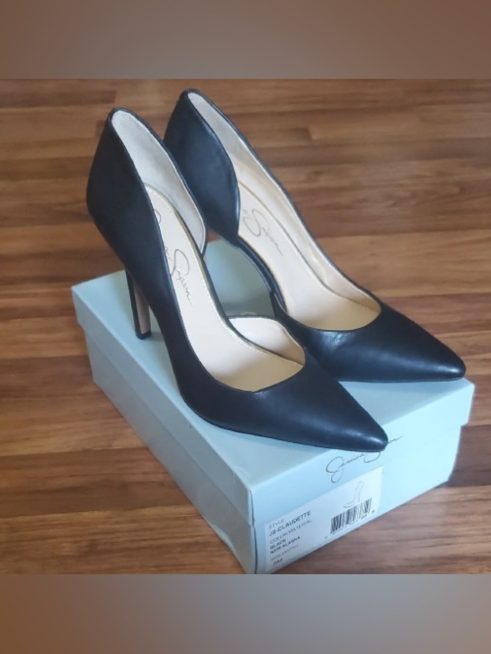 Jessica Simpson black leather Claudette heels, size 9 - Great condition!